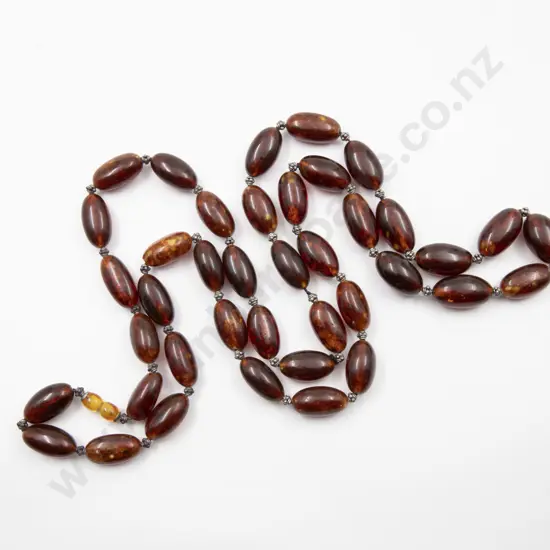 Uniform Amber Lozenge Bead Necklace