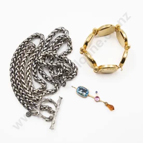 Mimco Vintage Chunky Silver Plate Necklace and Genny Italian Design Bracelet