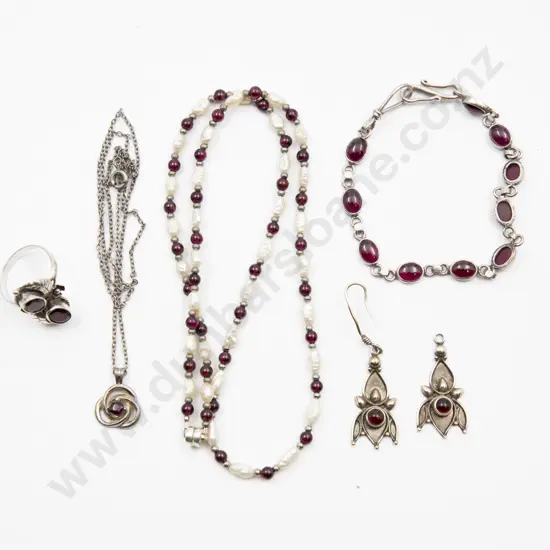 .925 Silver and Garnet Bracelet