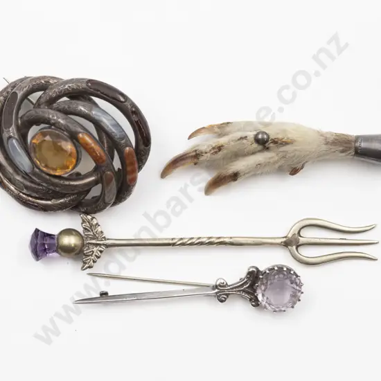 Victorian Scottish Silver and Pebble Brooch