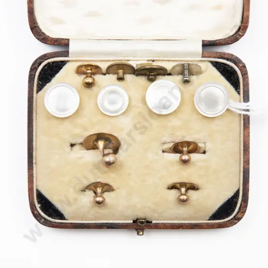 Part Cased Victorian 9ct and MOP Shirt Studs and Buttons