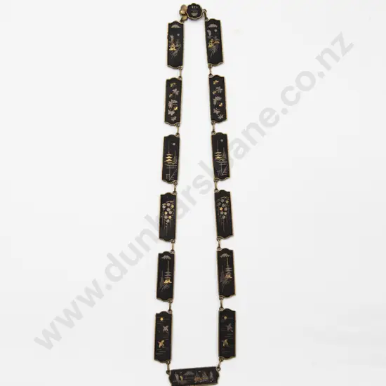 Vintage Japanese Shakudo Damascene Necklace
