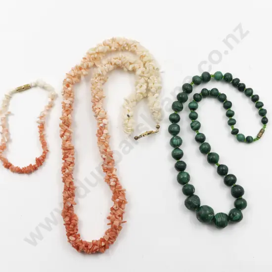 Single Strand Graduated Malachite Bead Necklace