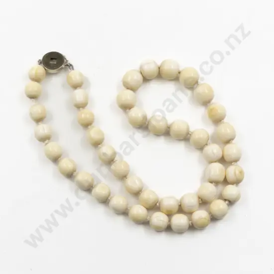 Vintage Uniform SIngle Strand Ivory Bead Necklace