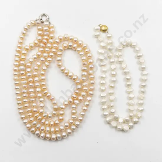 Double Strand Pink Freshwater Pearl Fancy Necklace
