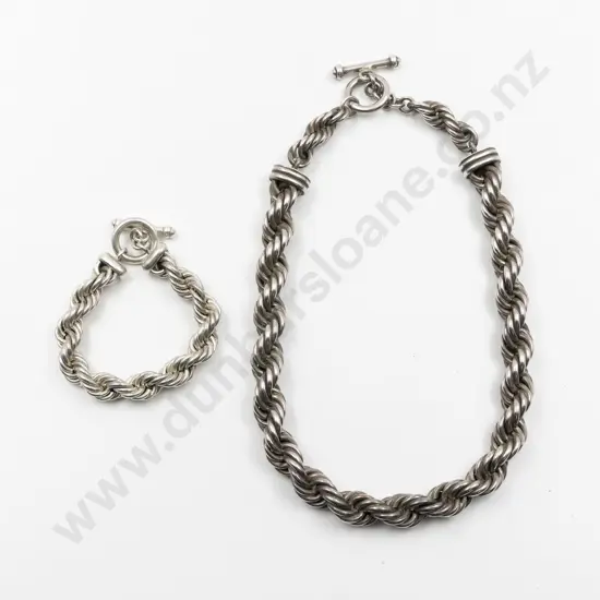 Heavy .925 Silver Necklace and Matching Bracelet