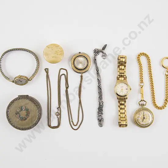 Four Various Vintage Watches and Two Trinket Pots