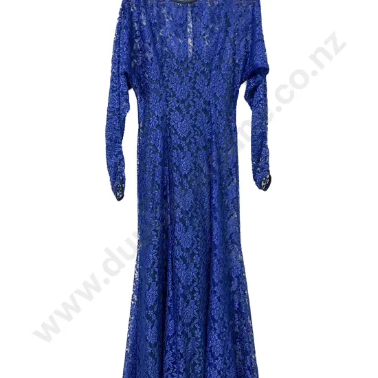 Shantelle Design Blue Sculptured Lace Gown