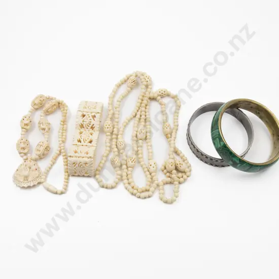 Two Carved Bone Bead Necklaces