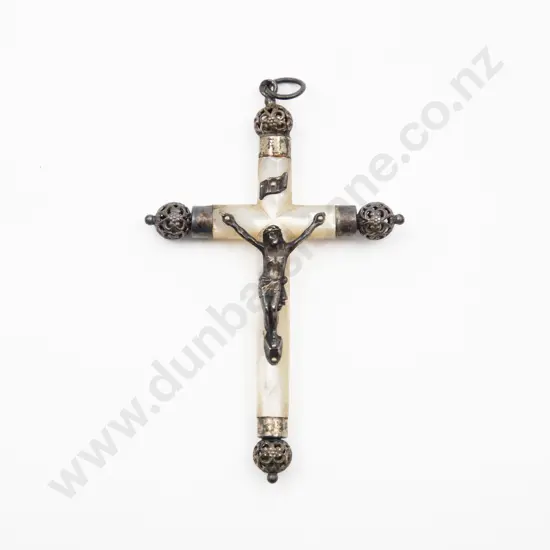 Victorian S/S and MOP Cross Pendant