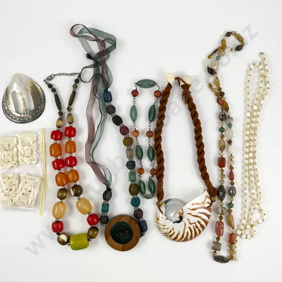 Mixed Rustic and Natural Agate Shell and Other Design Necklaces