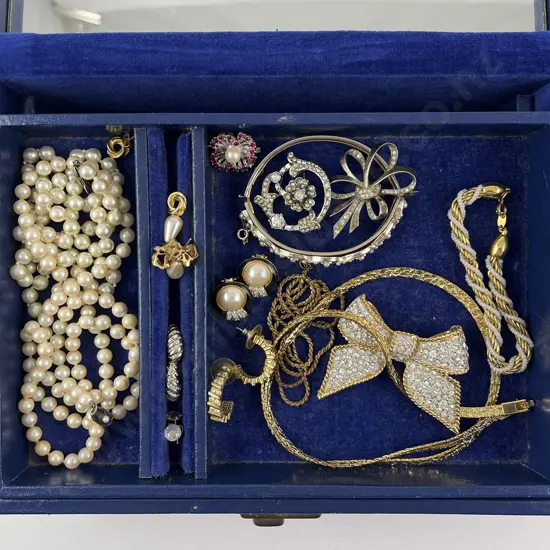 Single Tray Jewel Box and Small Qty Costume Jewellery