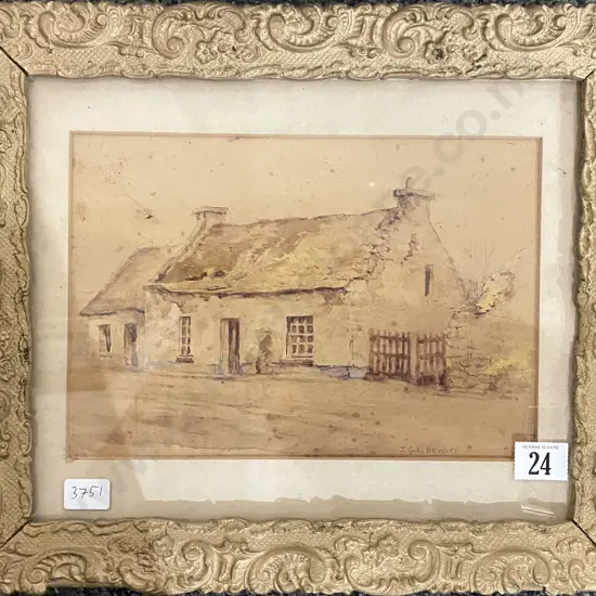 J G L Hewitt - Cottage Donegal Ireland - Watercolour