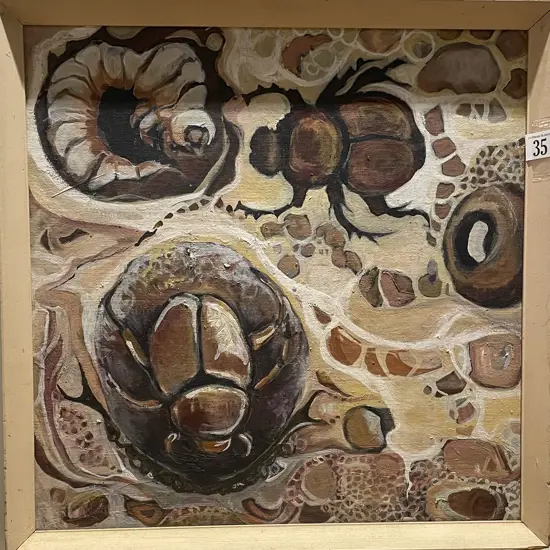 Unknown Artist - Beetles - Acrylic on Canvas on Board