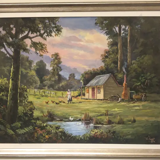 Ernest Papps - Rustic Landscape with Cottage - Oil on Board