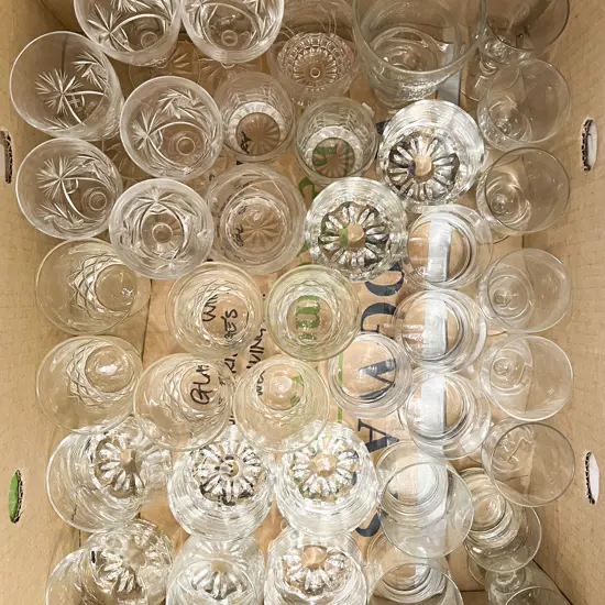 Box of Assorted Crystal & Glass Ware
