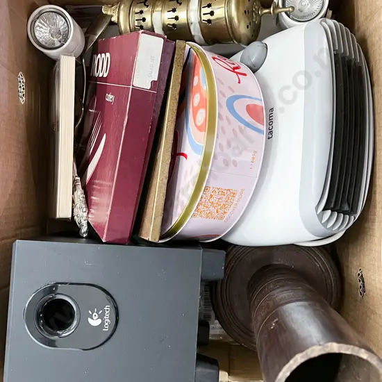 Box of Assorted Including Logitech Speaker