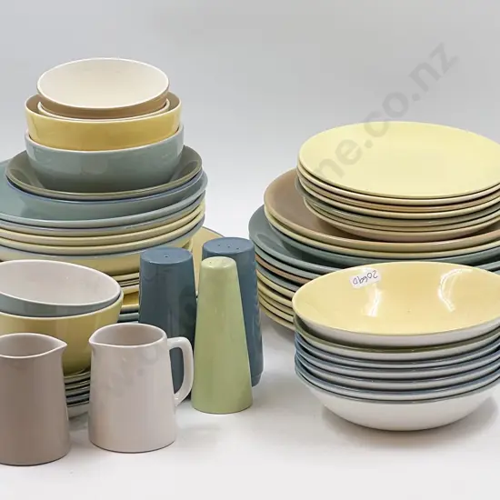 Large Quantity of Assorted NZ Multi Coloured Dinnerware Incl Some Crown Lynn