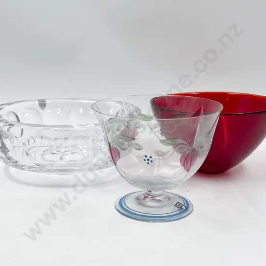 Boxed Orrefors Table Bowl Together With Two Other Pieces of Orrefors