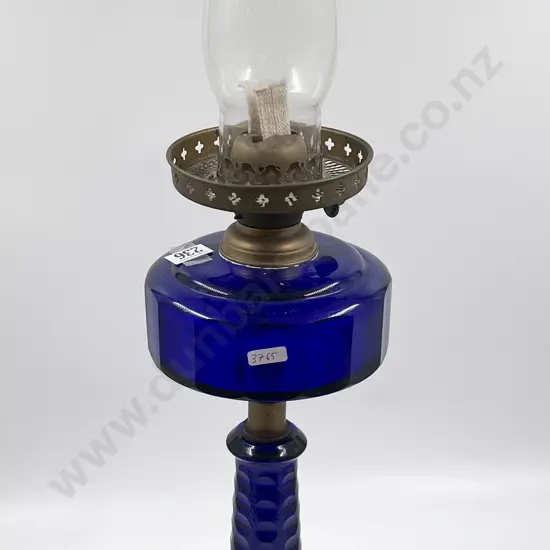 Blue Glass Kerosene Lamp