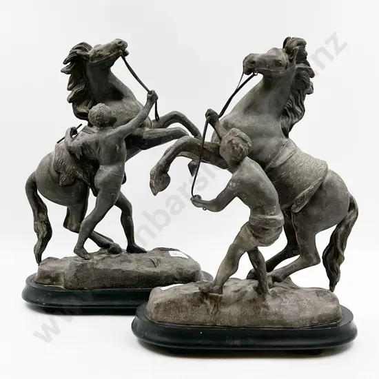 Pair of Bronze Style Horse Figure Groups