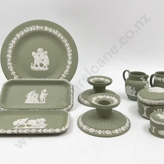 Nine Pieces of Assorted Green Wedgwood