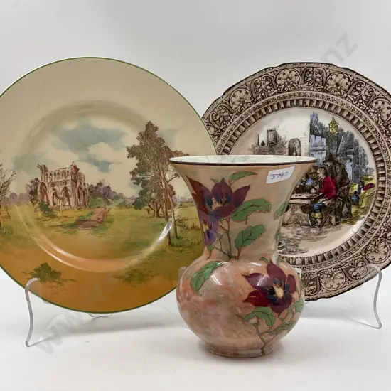 RD "Magnella" Vase (Two Hairline Cracks) Together With Two RD Plates