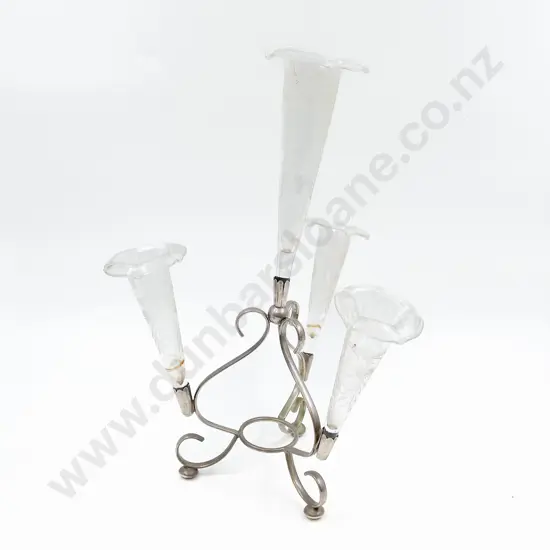 S/P & Etched Glass Epergne