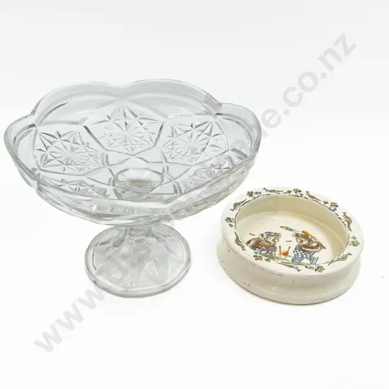 Falcon Playtime Nursery Ware Bowl Together with Pressed Glass Comport