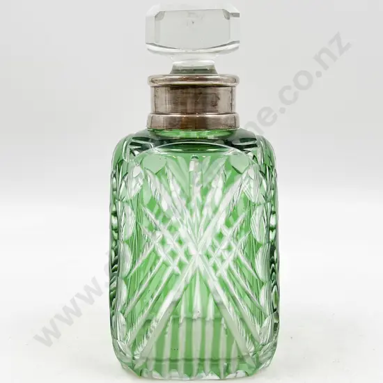 Emerald Flashed S/S Rimmed Decanter