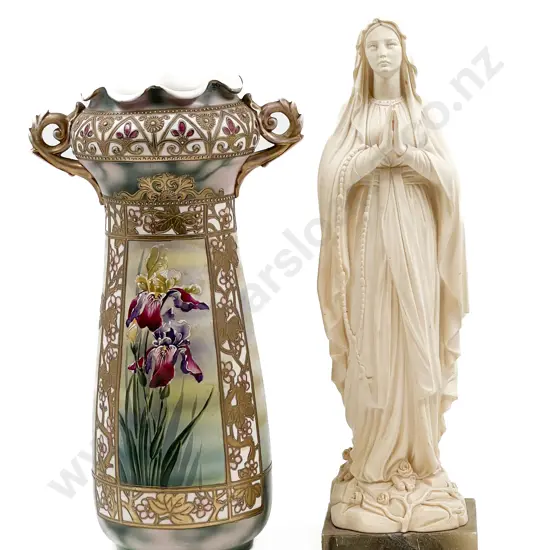 Floral Decorated Vase Together with Ecclesiastical Figure