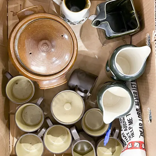 Box of Assorted Including Wade Whiskey Jugs etc