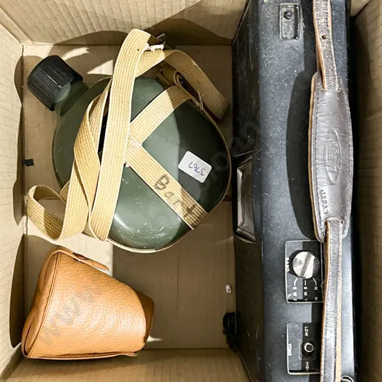 Vintage National Panasonic Transistor Radio Together with Water Canteen etc