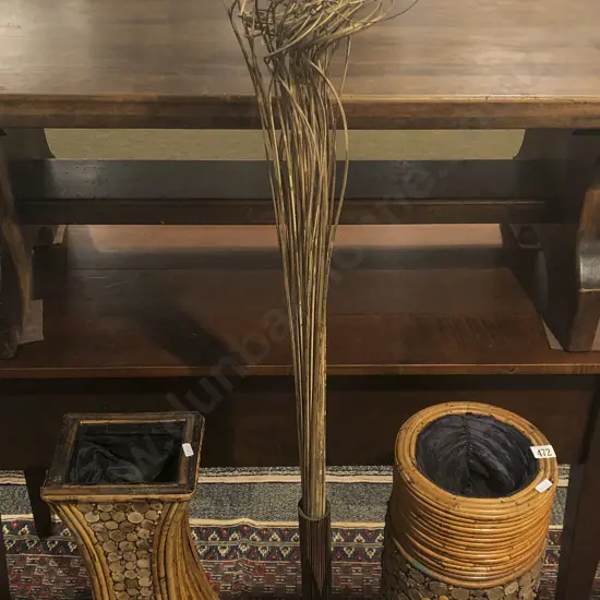 Two Decorative Cane Stick Stands and Other