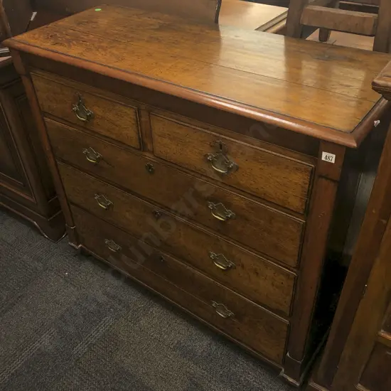 C19th Flat Front Oak Chest of Drawers