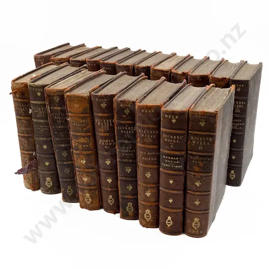 19th Century Composed Set Of 21 Charles Dickens Novels