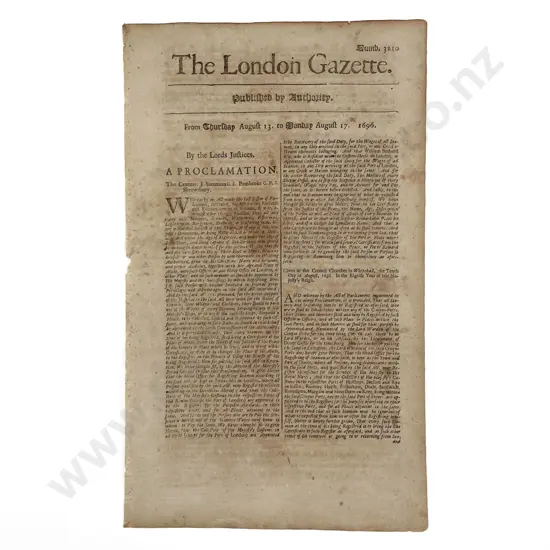 The London Gazette 1696