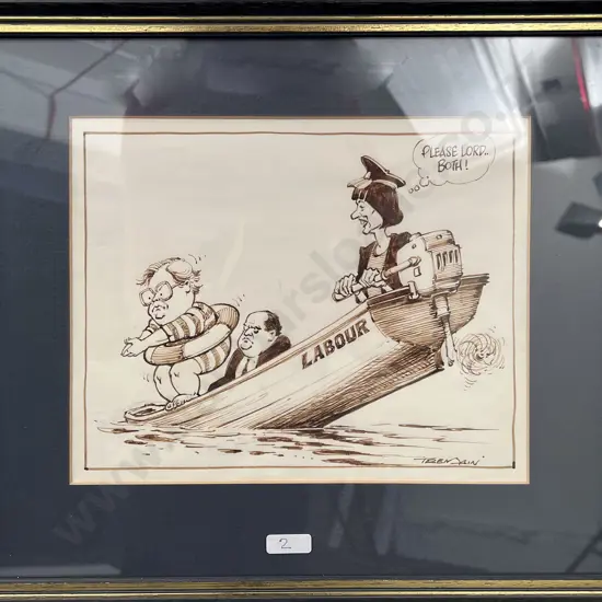 Garrick Tremain - Original Political Cartoon "Please Lord Both"