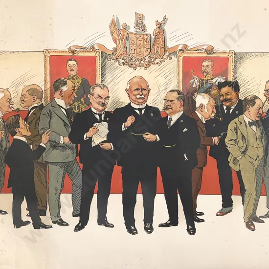 Walter Armiger Bowring - Cartoon of Massey's Cabinet 1916