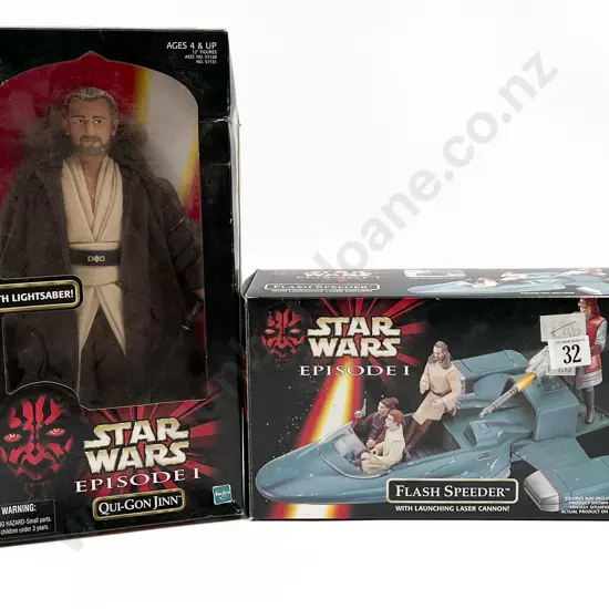 Star Wars Boxed Qui Gon Jin 12" Action Figure & Flash Speeder