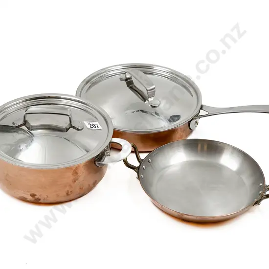 Three Modern French Copper Cooking Pots