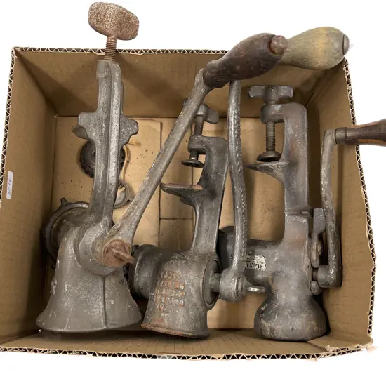 Box of Three Assorted Vintage Mincers