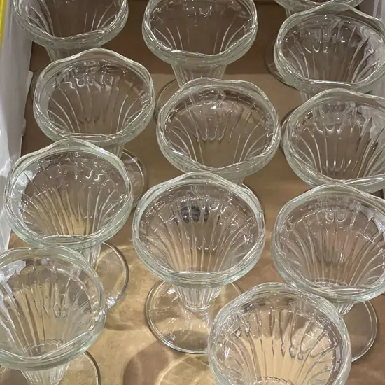 Box of Pressed Glass Sundae Dishes