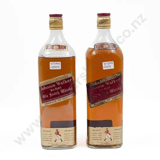 2 Johnnie Walker Red Label Old Scotch Whisky 1.125 Litre (levels low)