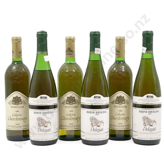 Three Montana 1988 Gisborne Chardonnay & Three Delegat's 1990 Rhine Riesling
