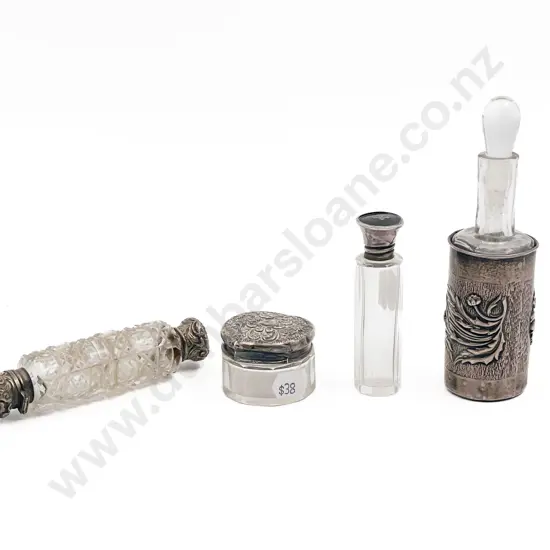 Small Quantity of S/S and Glass Vanity Items Incl. Scent Bottles and Pot