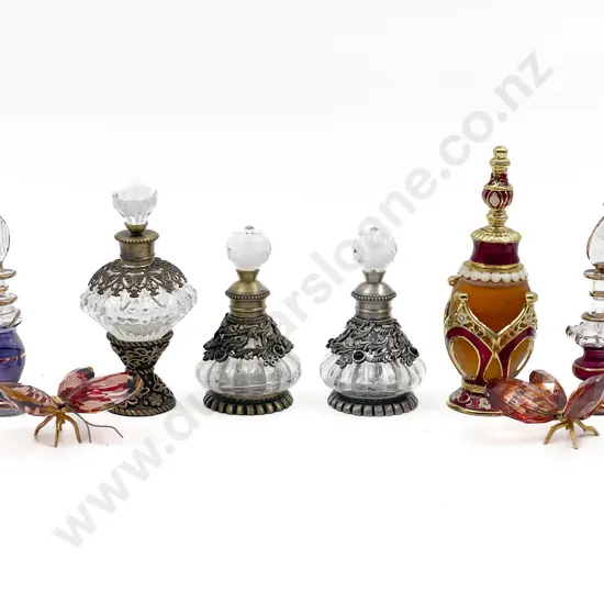 Box of Assorted Art Glass Scent Bottles Etc.