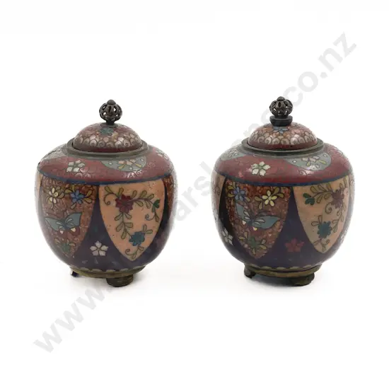 Pair of Small Cloisonne Ginger Jars