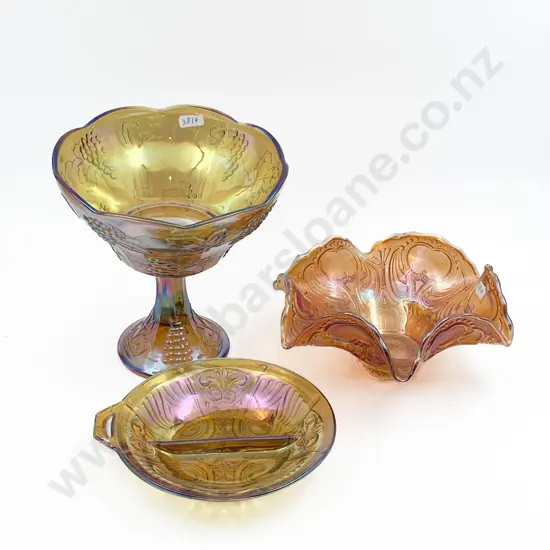 Three Pieces of Carnival Glass