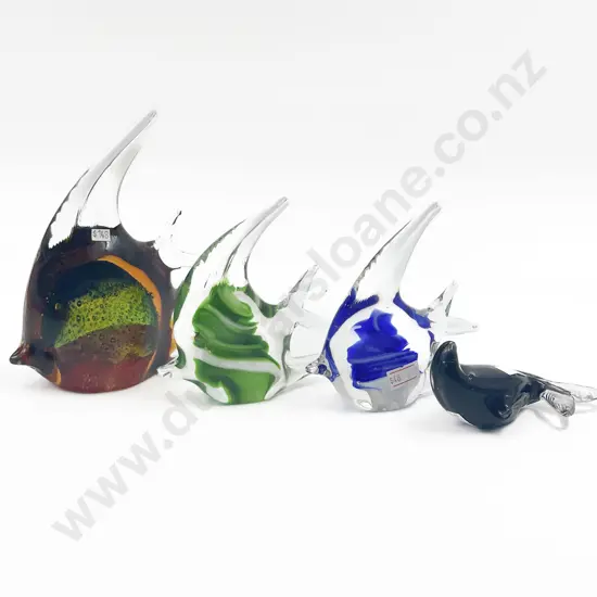 Four Art Glass Animal Ornaments